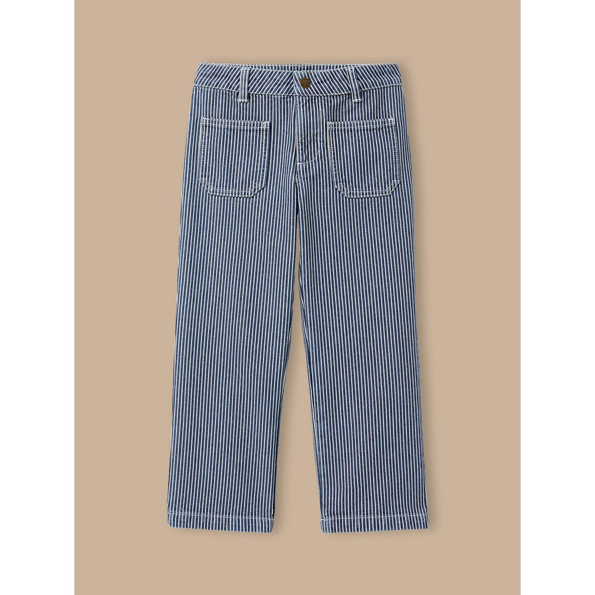 Pantalon droit rayé rayure ikory bleue, CYRILLUS