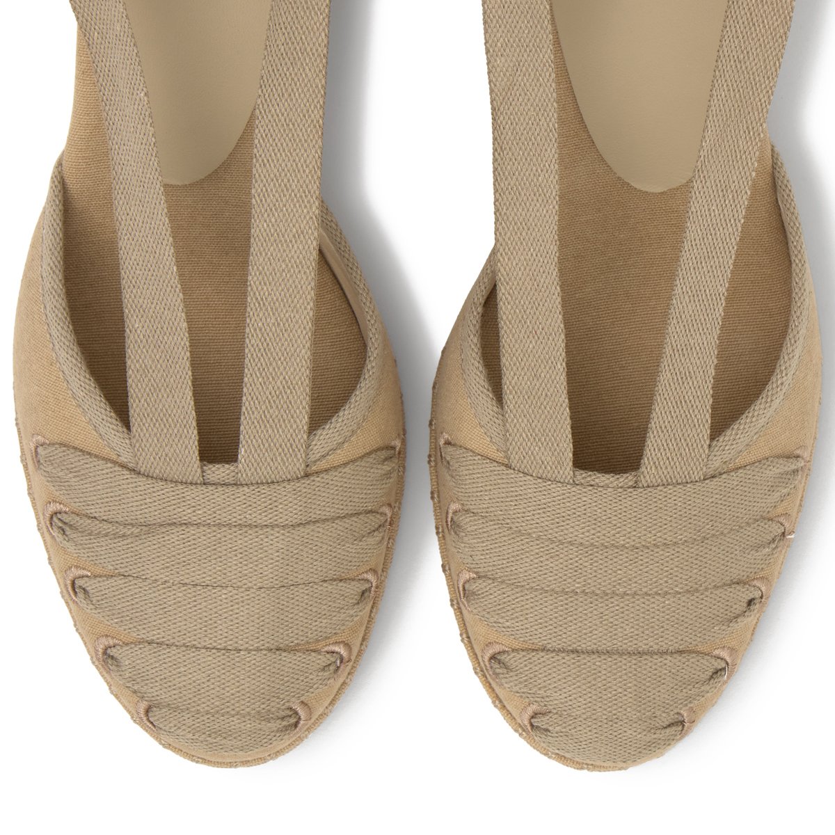 Espadrilles compensées en coton à lacets CORCEGA LIGHT PLATFORM sable, CASTANER