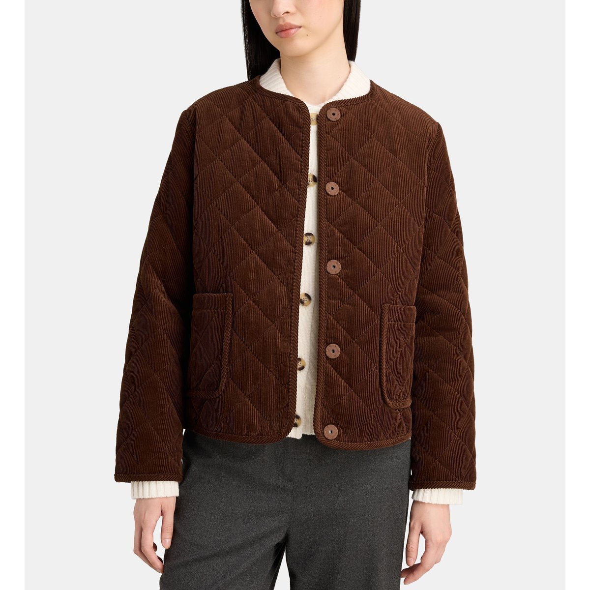 Veste droite orfila en velours matelassé tabac, JODHPUR
