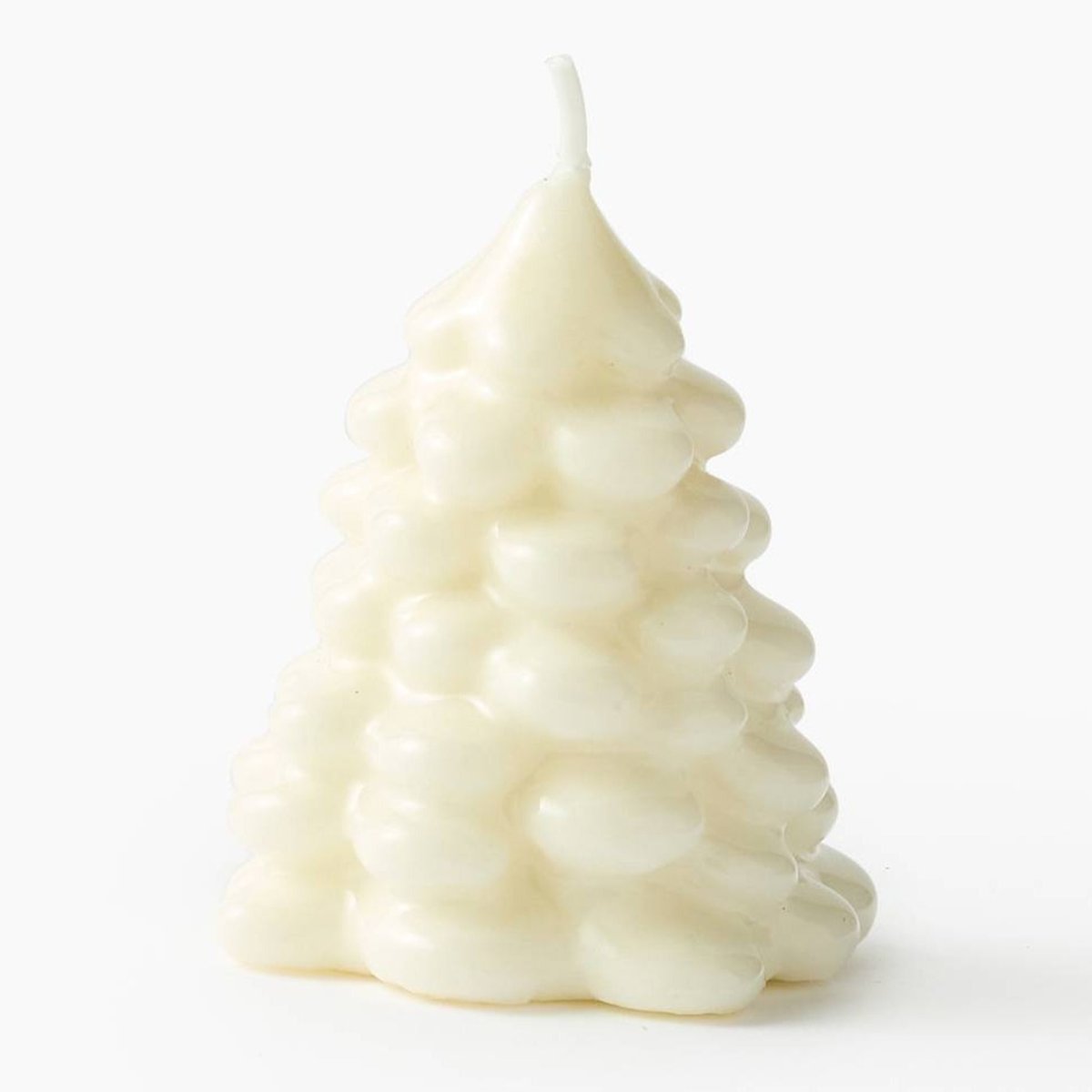 Bougie sapin enneigé laqué, 7,7*7,9*9,2cm, en cire blanc, MONOPRIX