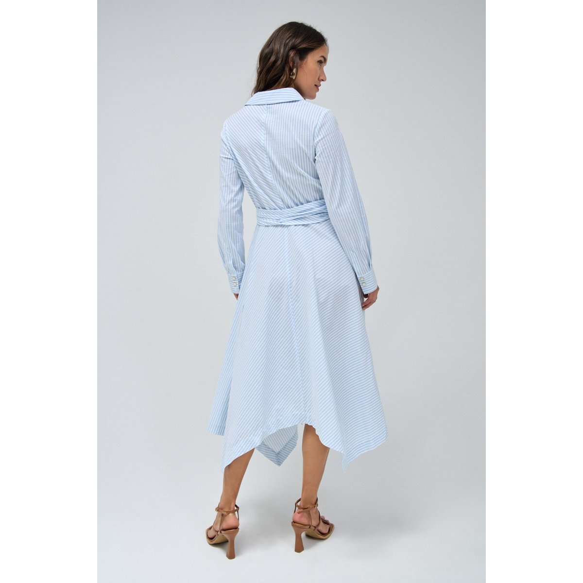 ROBE MIDI ASYMÉTRIQUE À RAYURES bleu marine, SALSA JEANS