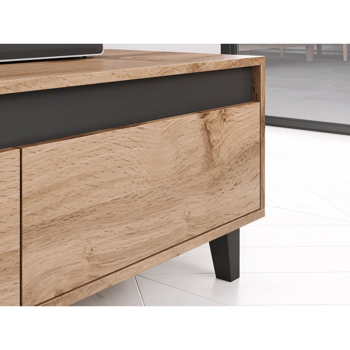 Meuble TV effet bois style industriel, LORD bois, BEST MOBILIER