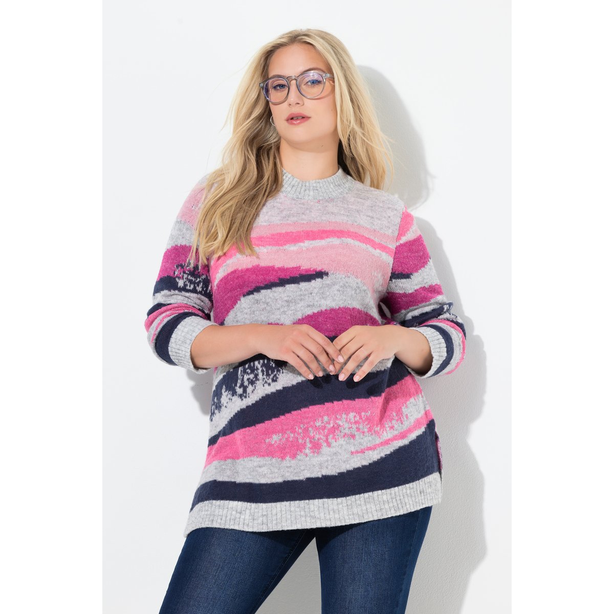 Pull col rond et manches longues gris clair chiné, ULLA POPKEN