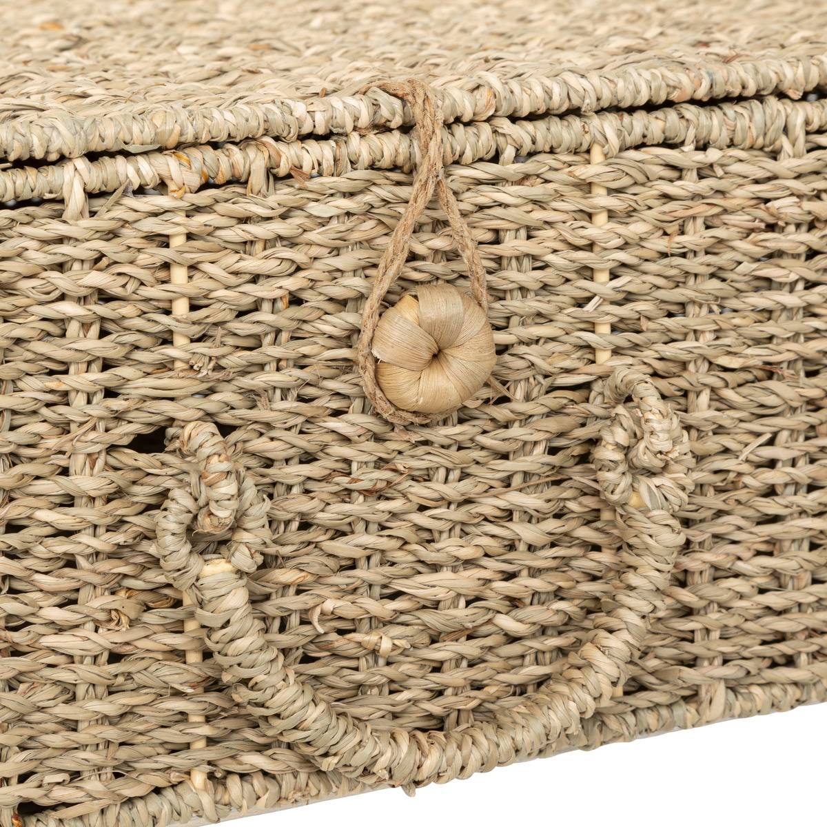 Lot de 2 paniers XL en paille tressée à poignées CORA beige, ATMOSPHERA