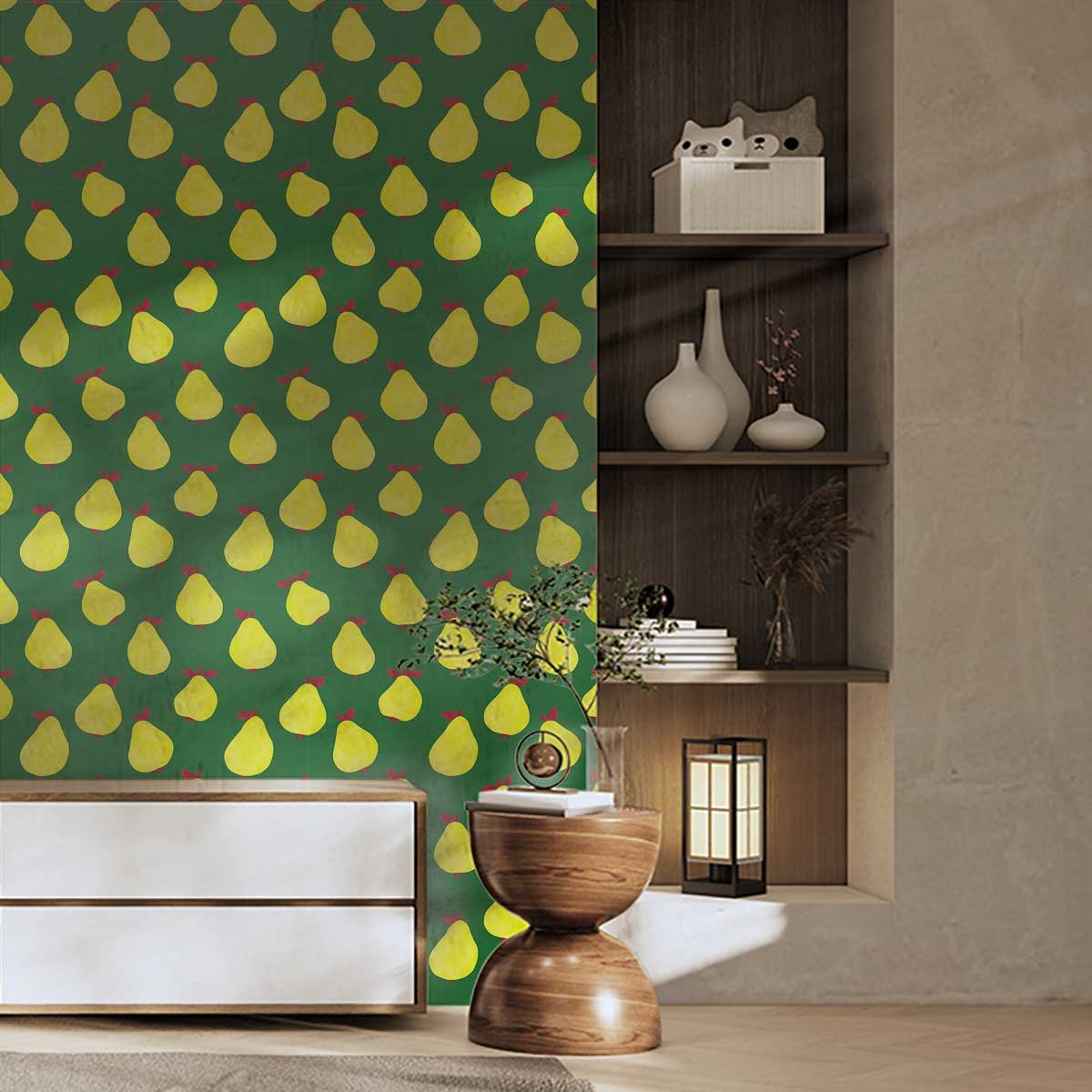 Papier peint poire pop intissé, HEXOA