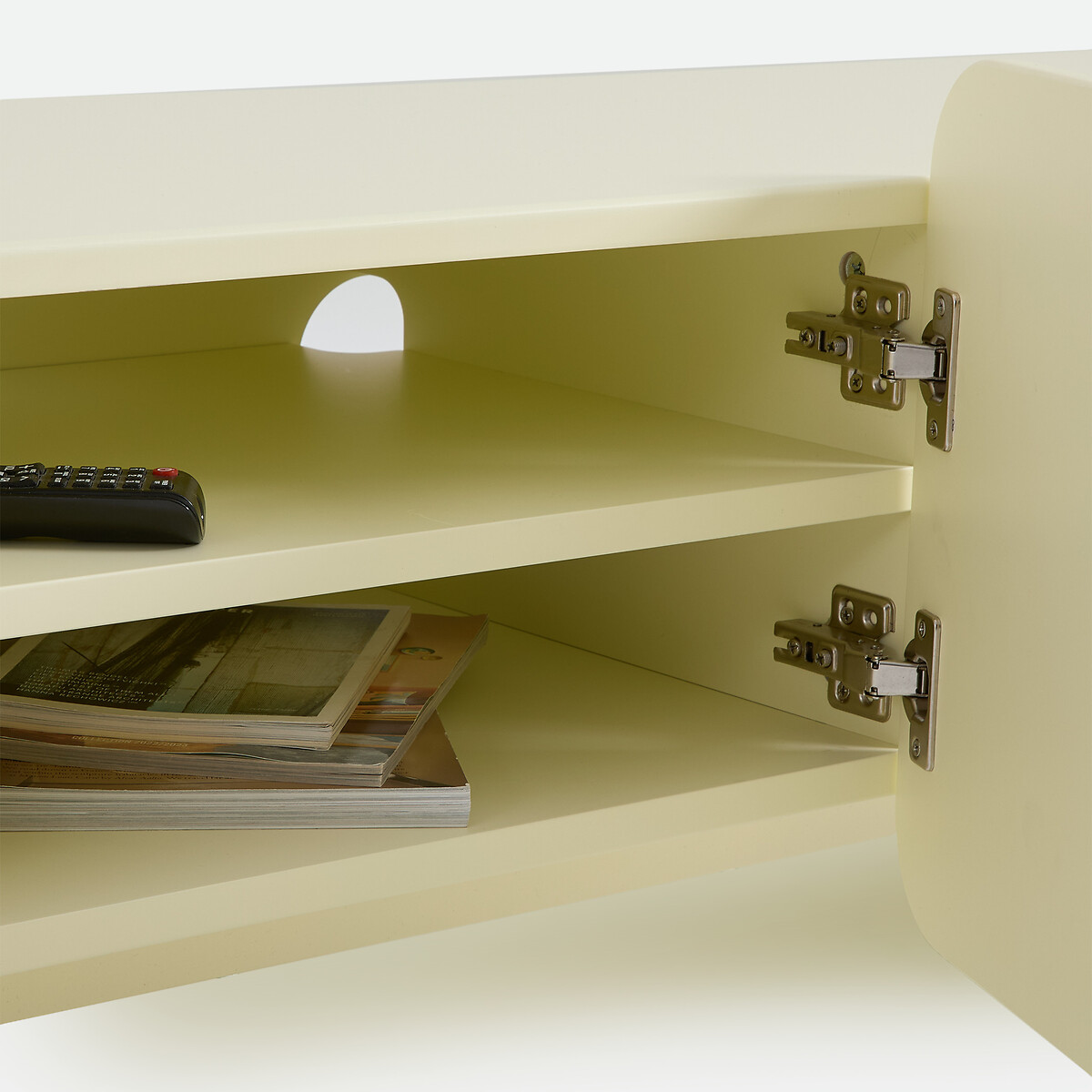 Mobile TV hi-fi laccato, 3 ante, larghezza 170 cm, CESCO giallo pallido, LA REDOUTE INTERIEURS