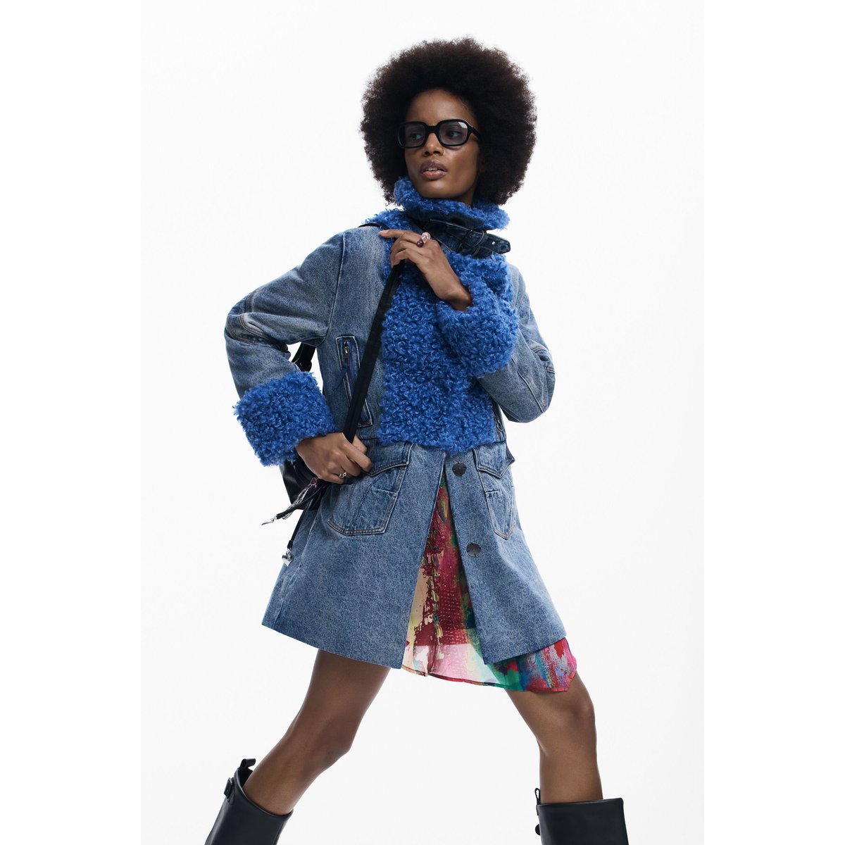 Sudadera manche large lettering bleu, DESIGUAL