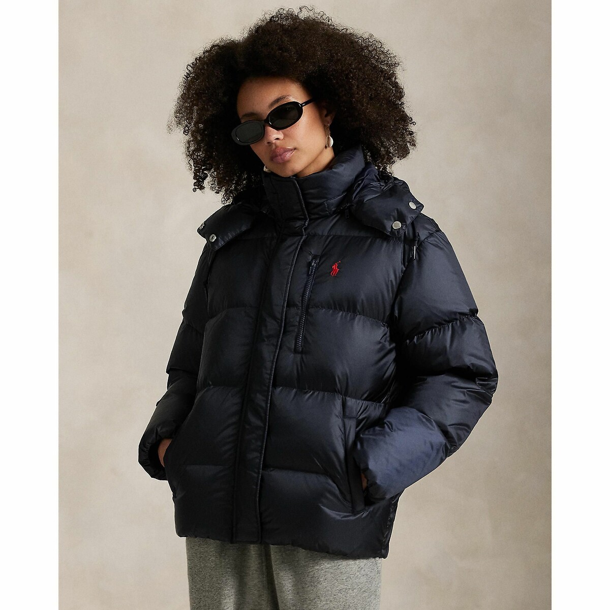 Doudoune courte à capuche marine, POLO RALPH LAUREN