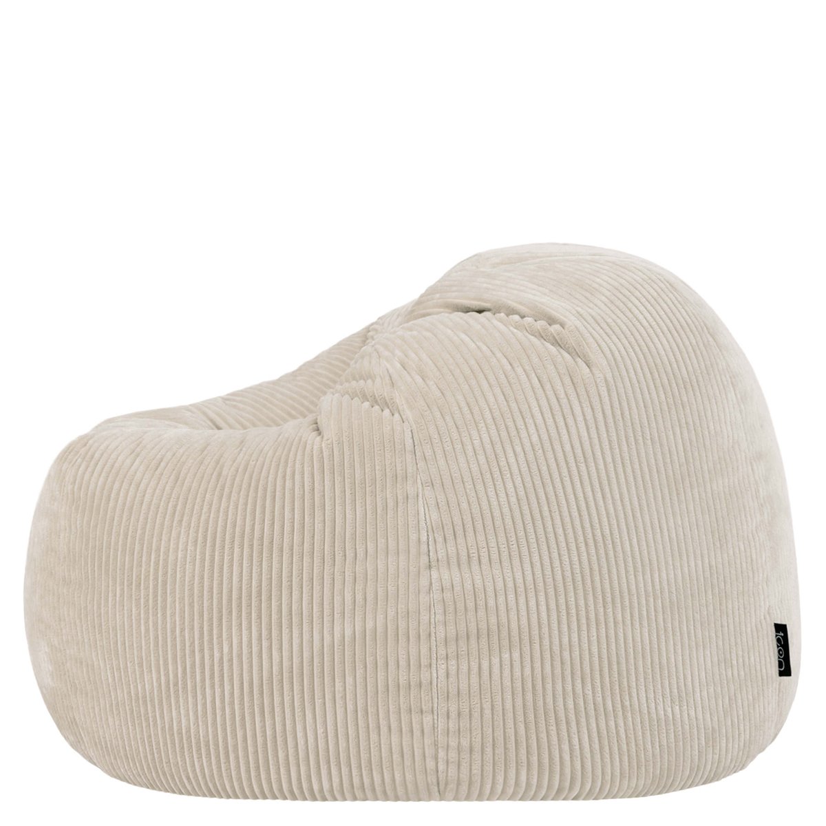 Pouf classique et son repose-pied carré velours côtelé Oeko-Tex® - KINGSTON beige galet, ICON