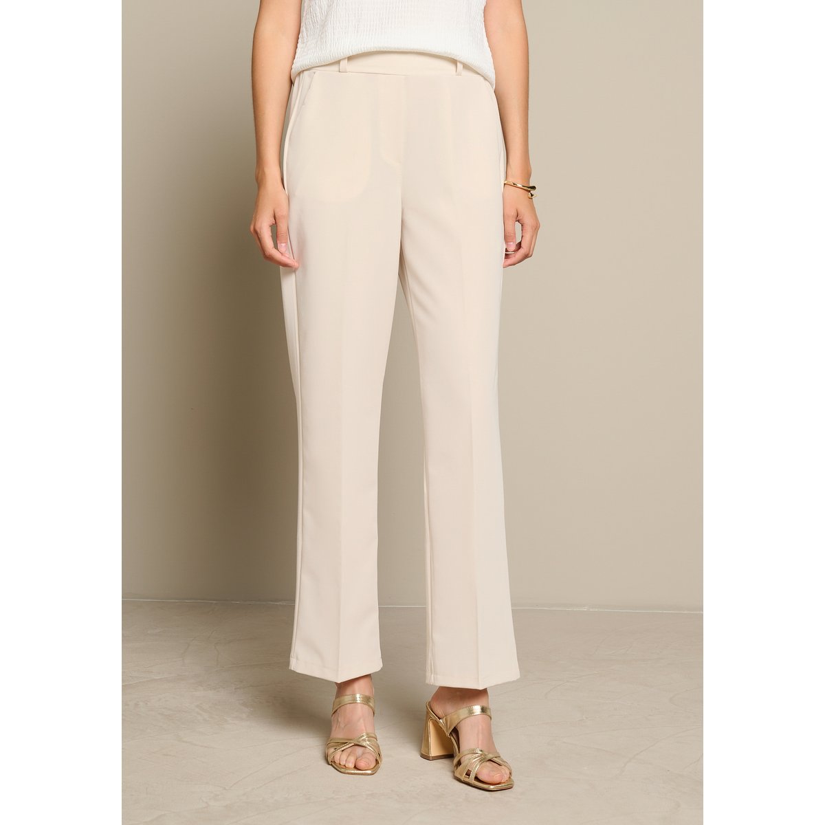 Pantalon droit élégant lt beige, LOLALIZA