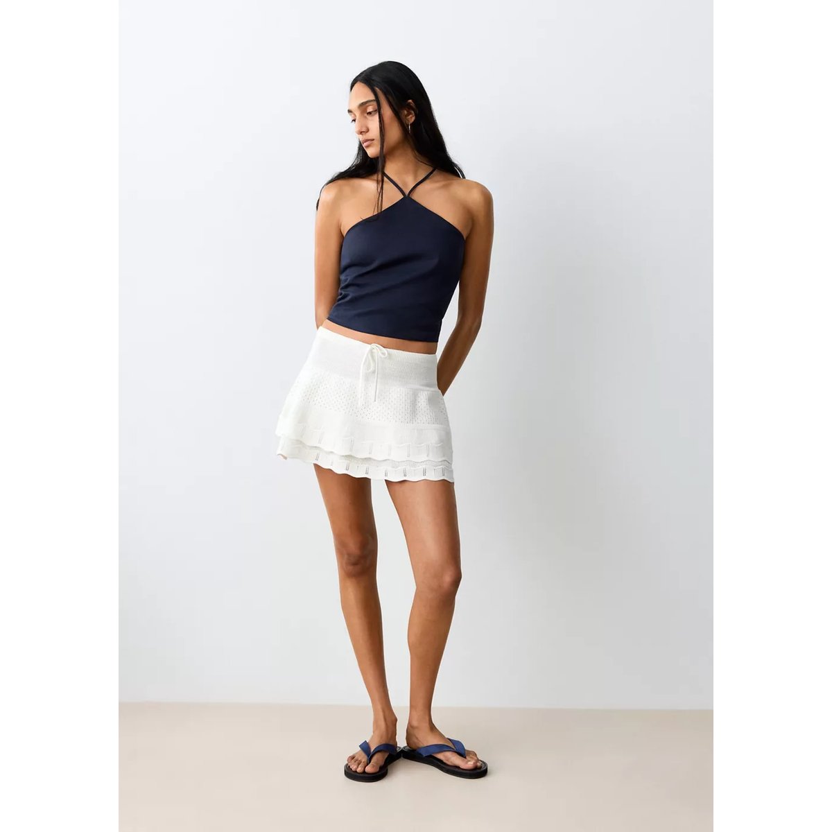 Jupe volants crochet blanc, MANGO TEEN