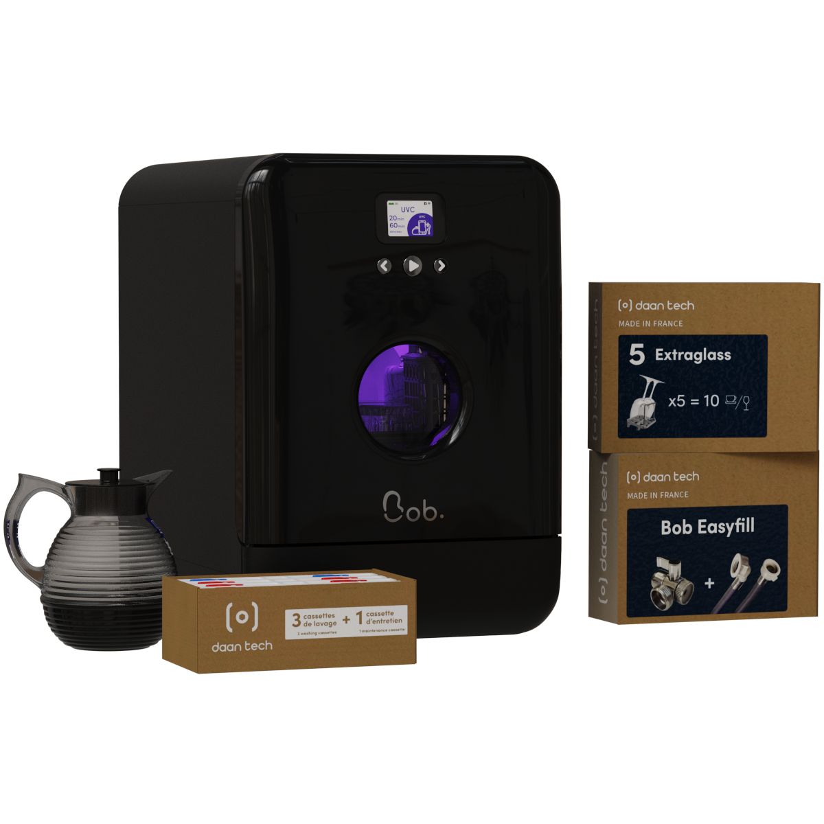 Mini lave vaisselle Bob - Pack Premium black couleur unique, DAAN TECH