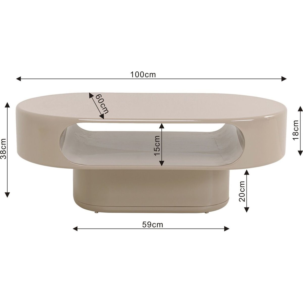 Table basse ovale, GROOVE beige, KARE DESIGN