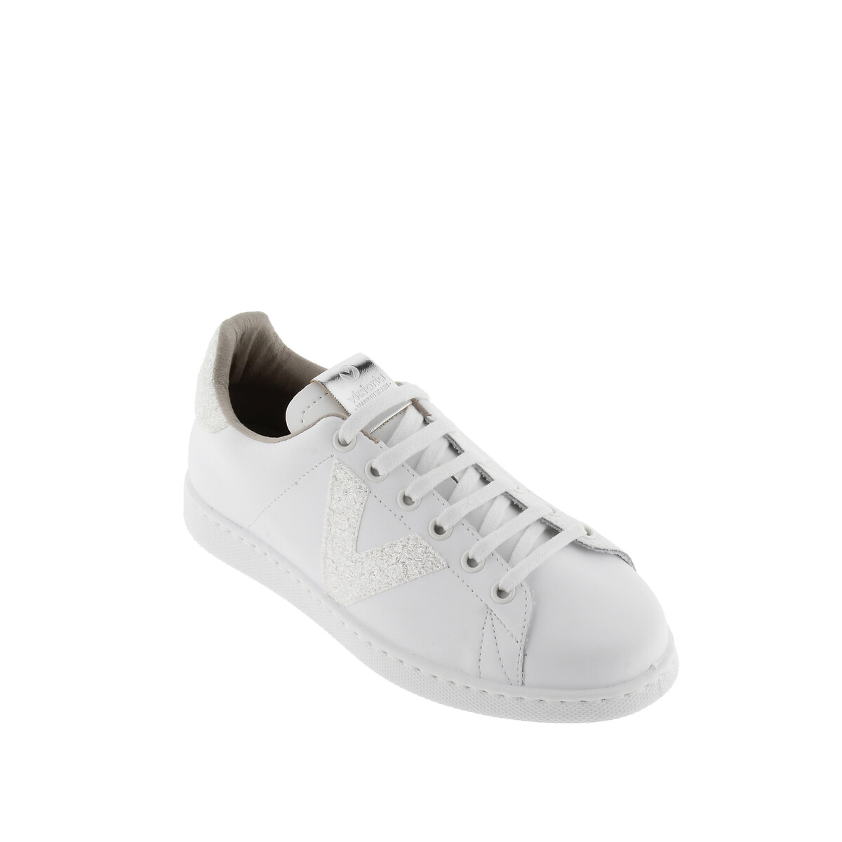 Baskets cuir glitter blanc, VICTORIA