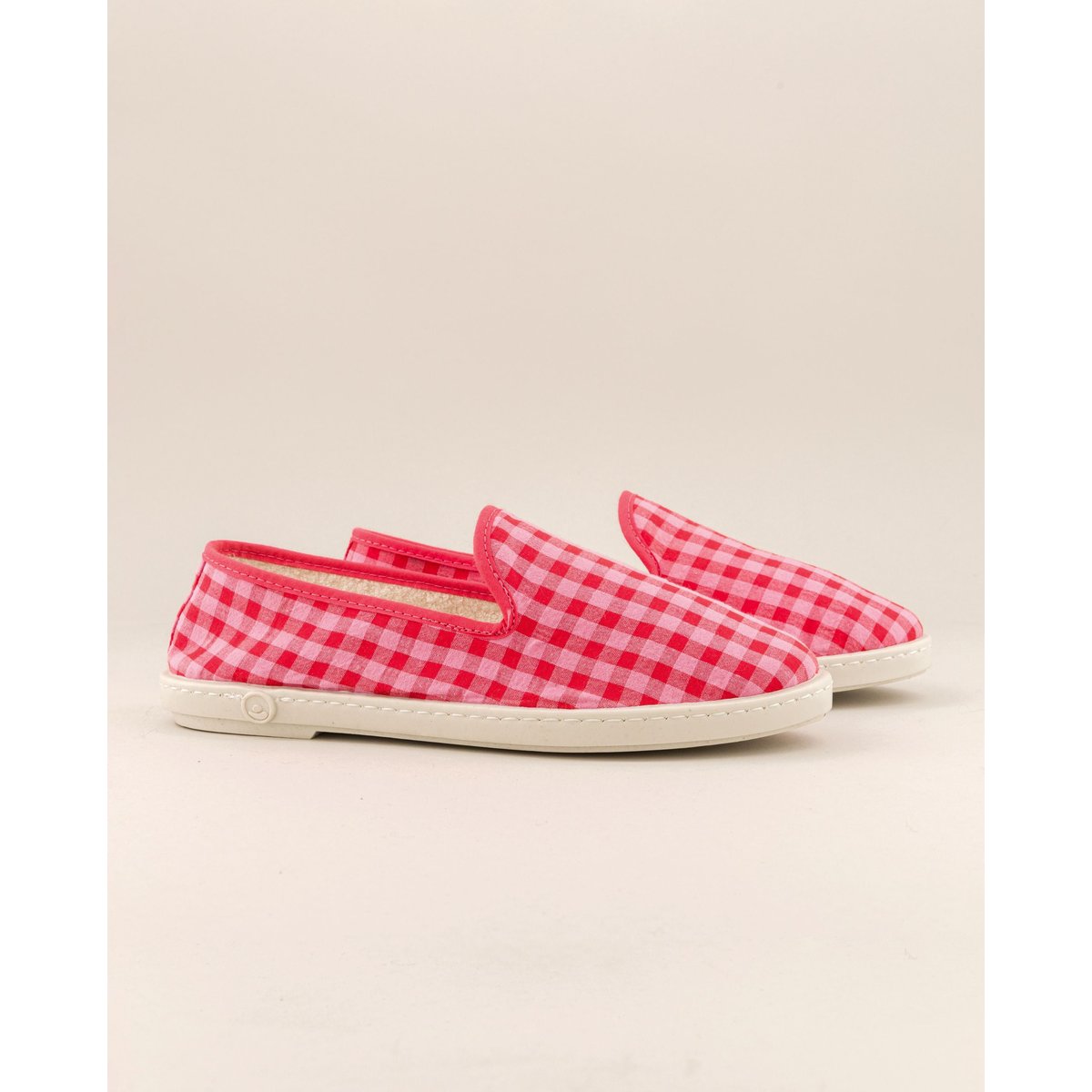 Chaussons d'été vichy rouge-rose, ANGARDE