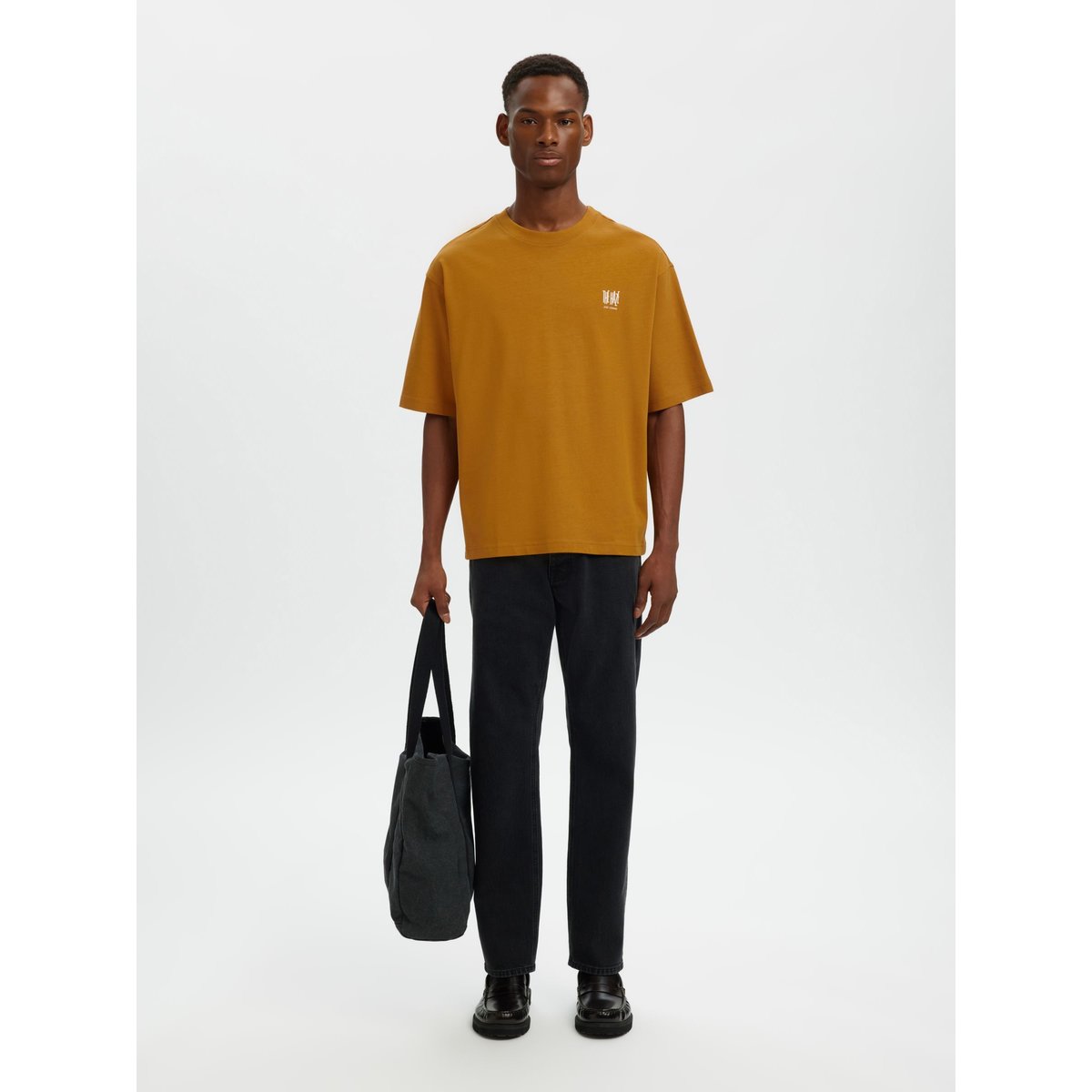 T-Shirt Ras Du Cou golden brown, SELECTED