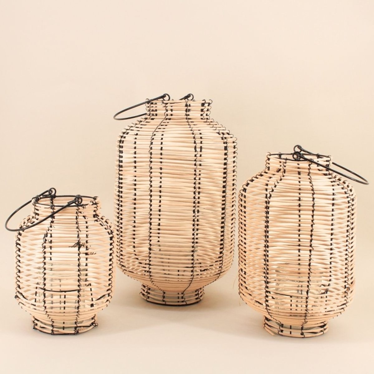 Lanterne en rotin 36cm naturel, ORNAMI