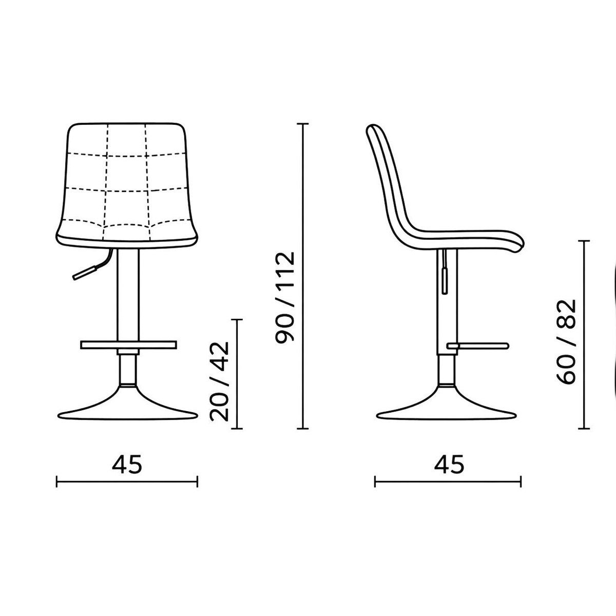 Tabouret de bar touché doux (lot de 2) LORA marron, PIER IMPORT