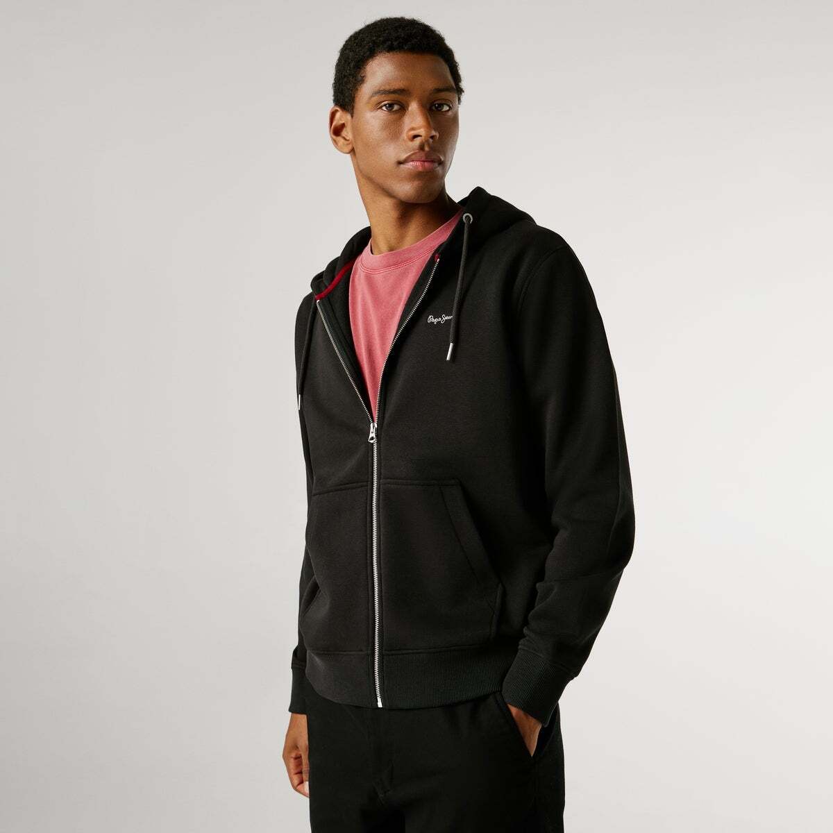 Sweat-Shirt À Capuche Et Fermeture Éclair Coupe Regular noir, PEPE JEANS