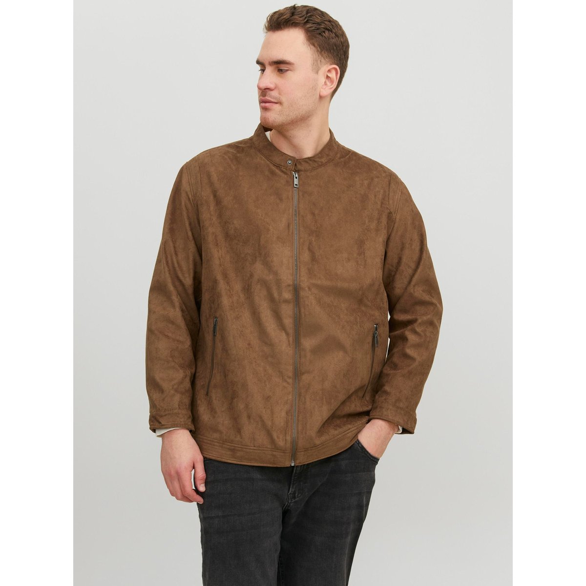 Veste De Motard En Simili-Cuir Plus Size Veste de motard en simili-cuir cognac, JACK & JONES