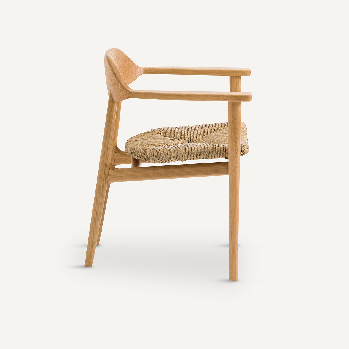 Fauteuil de table en chêne massif et paille, Arié chêne, AM.PM