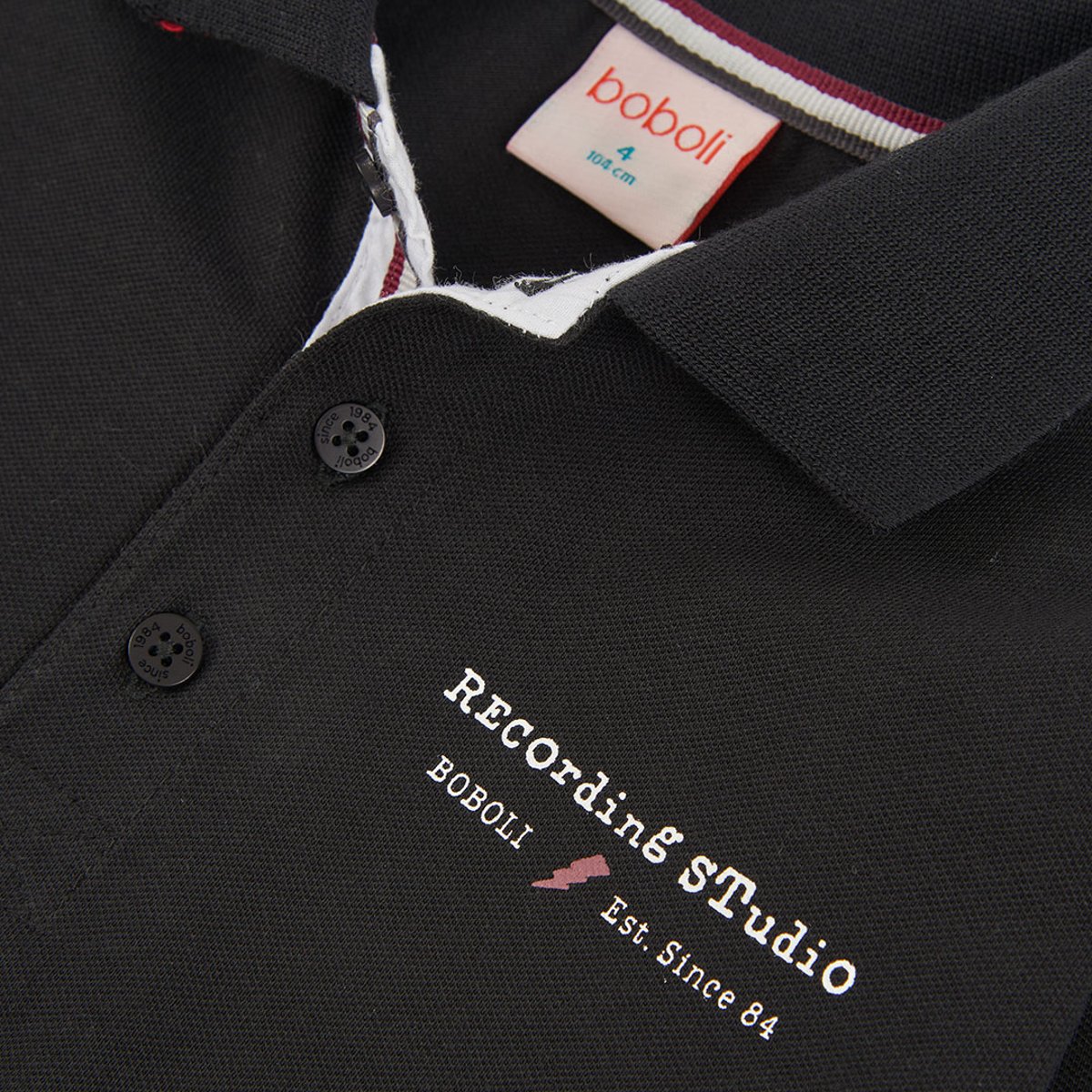 Polo garçon imprimé Recording Studio noir, BOBOLI