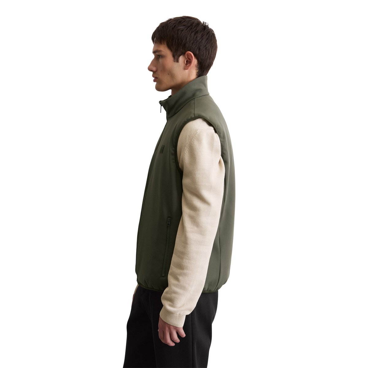 Gilet réversible en softshell et en piqué vert foncé, MARC O'POLO