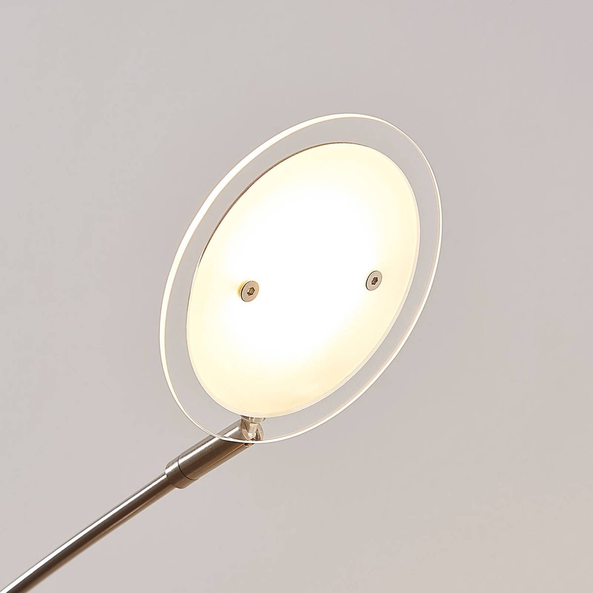 Lampadaire en métal moderneLED, Anea nickel mat, blanc givré, LINDBY
