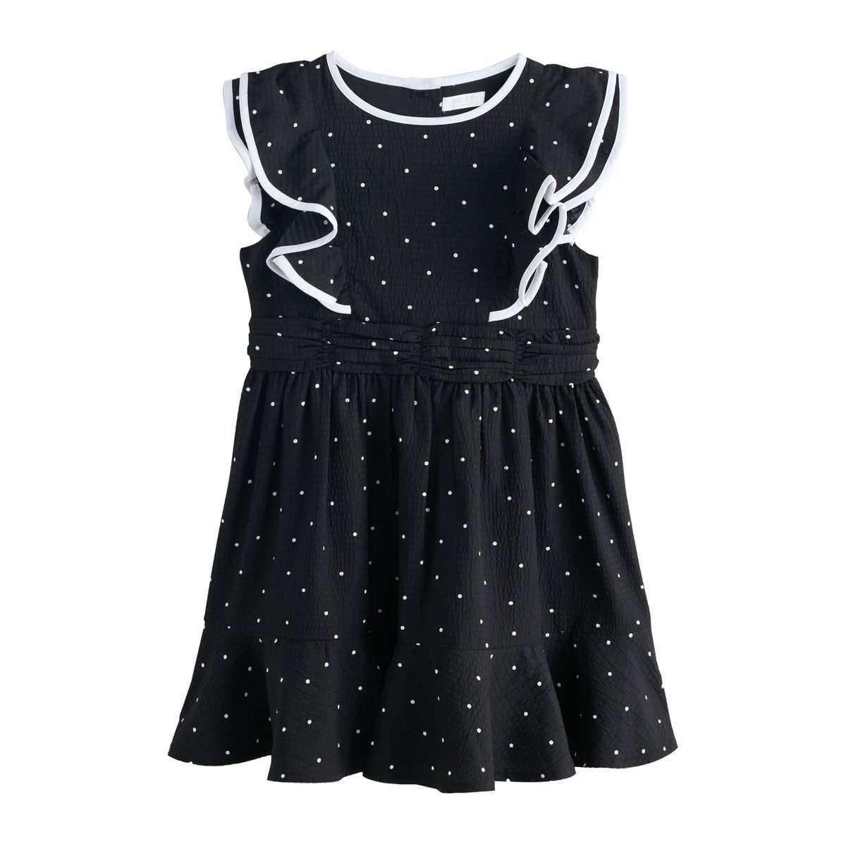 Robe grandes occasions avec manches à volants noir à pois, NEXT