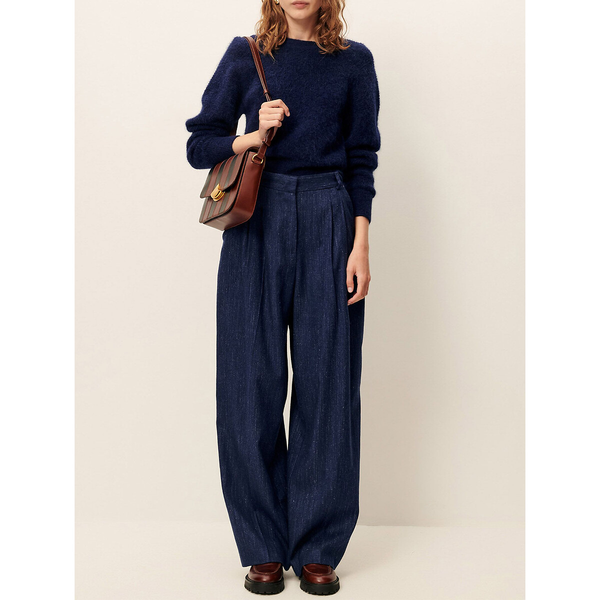 Pleated Wide Leg Trousers, High Waist, Emile denim, SESSUN