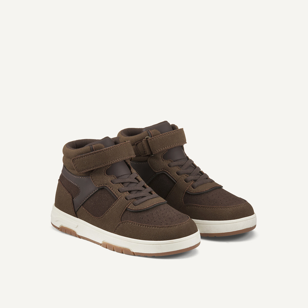 Kids High Top Trainers with Elasticated Laces brown, LA REDOUTE COLLECTIONS