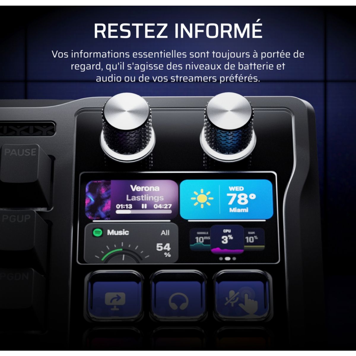 Clavier gamer GALLEON 100 SD intégré Stream Deck couleur unique, CORSAIR