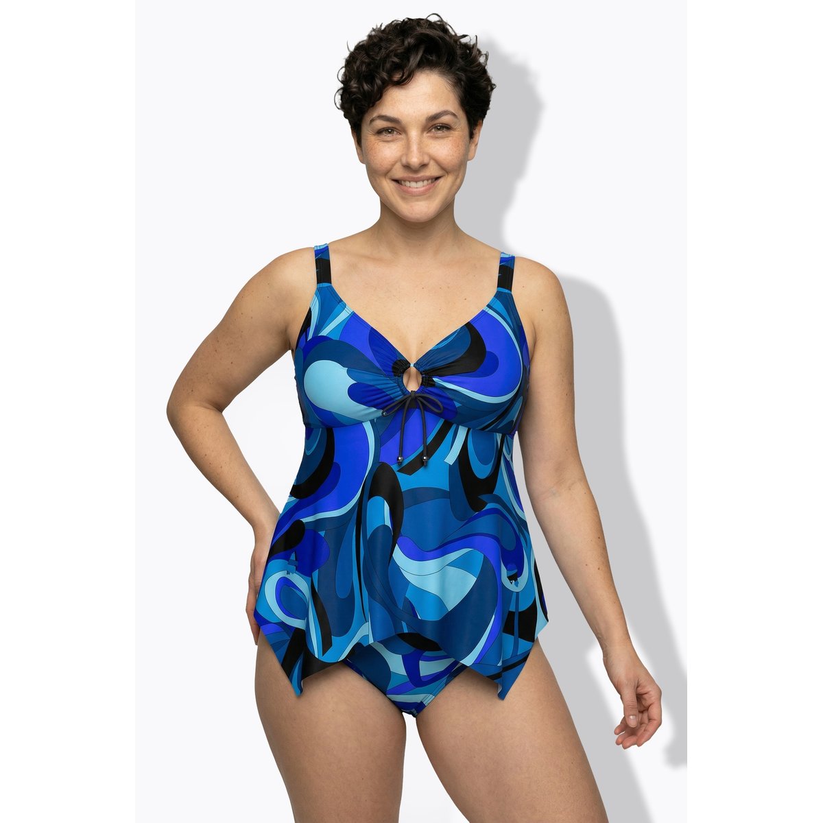 Tankini à motif vagues bleu roi, ULLA POPKEN