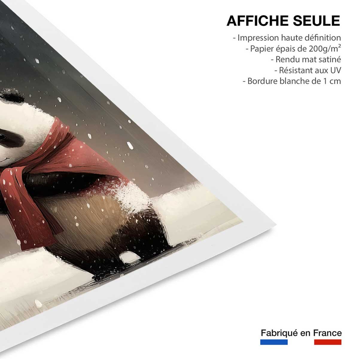 Affiche enfant panda sous la neige affiche seule, HEXOA