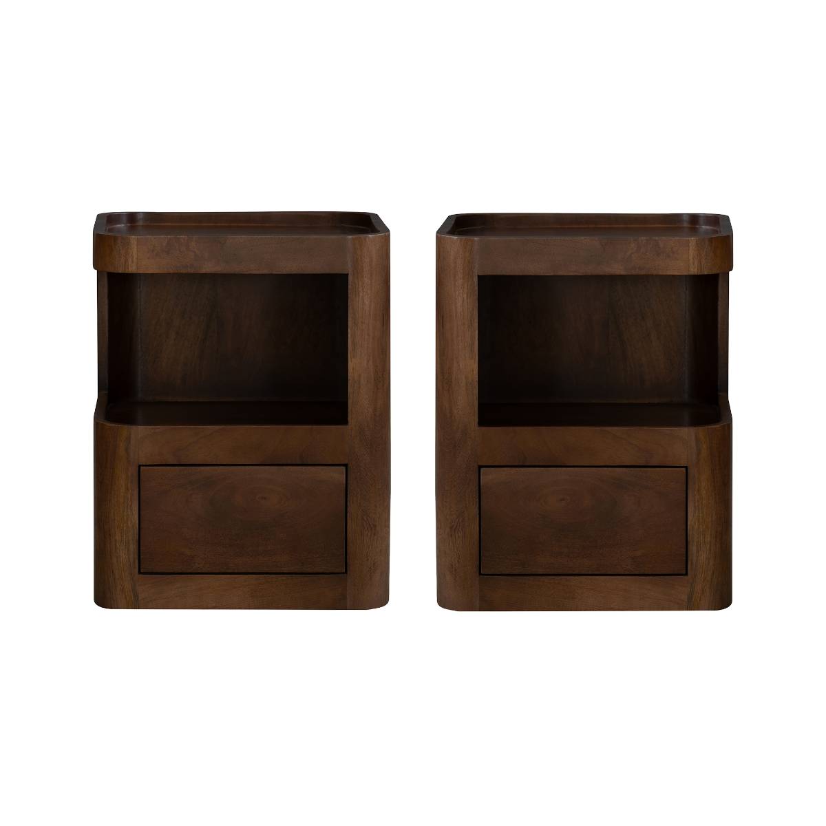 Table de chevet niche droite et gauche en bois de manguier MAORA bois foncé, MADE IN MEUBLES