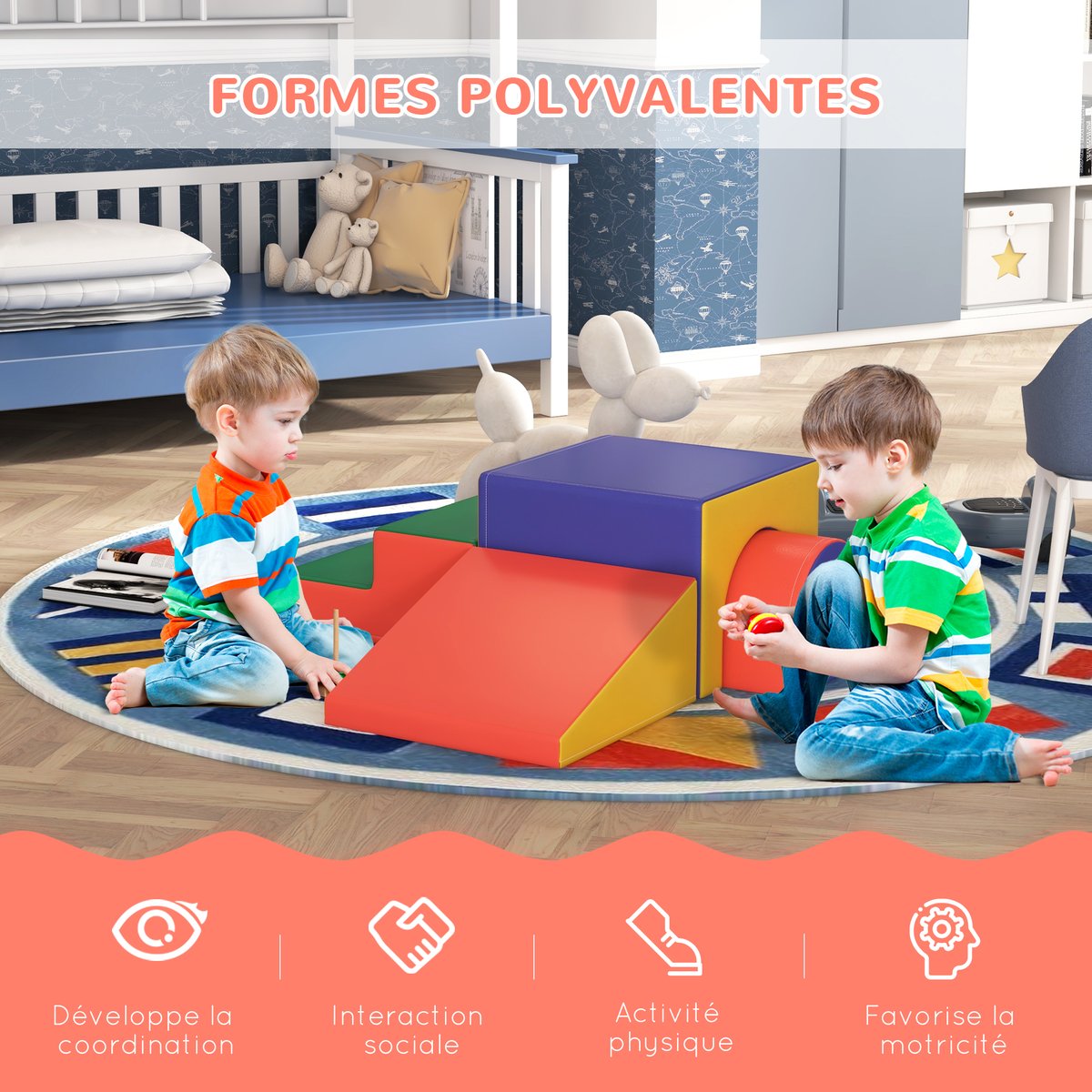 Ensemble de jeux souples pour enfants multicolore, HOMCOM
