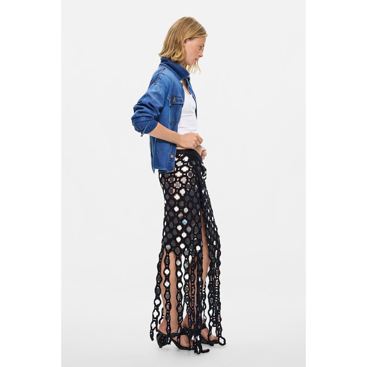 Paréo crochet paillettes noir, DESIGUAL