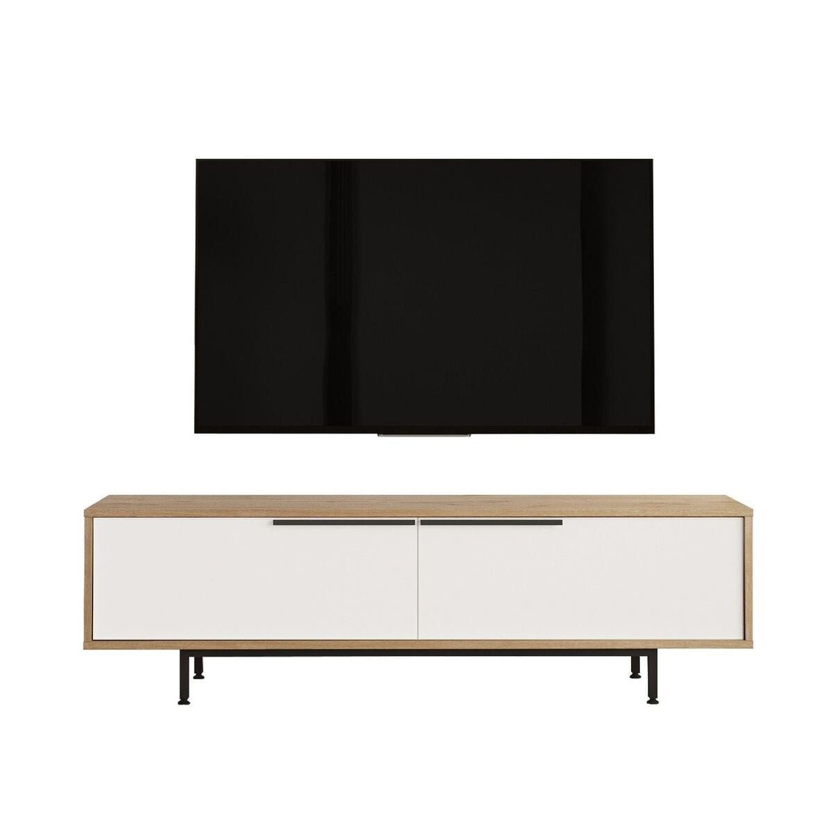Meuble TV 2 abattants NAYA bois clair, CALICOSY