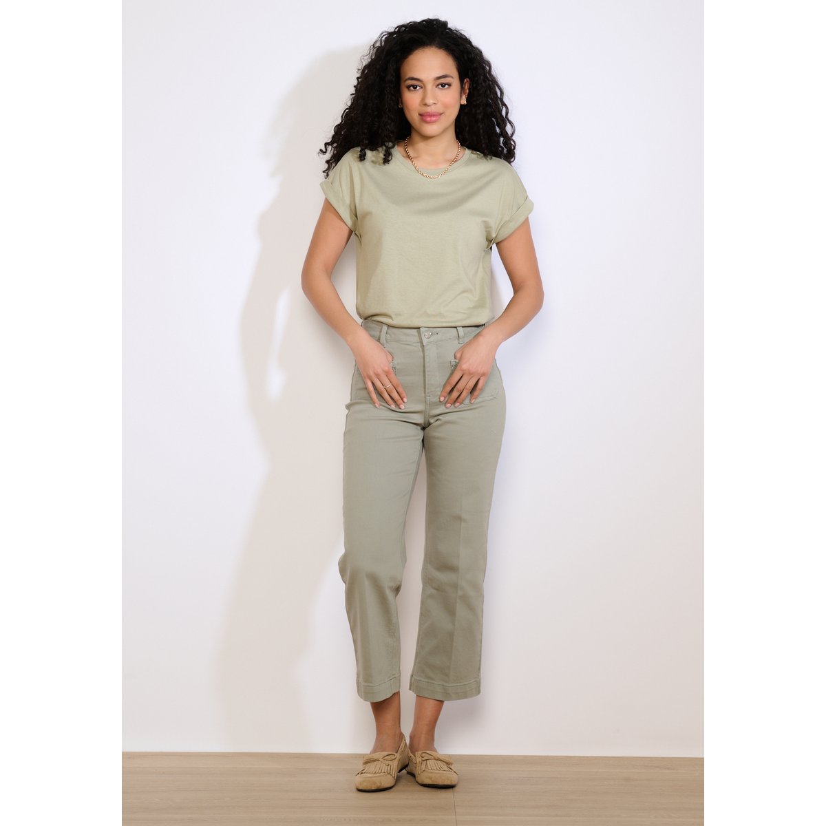Pantalon 7/8 large avec poches khaki, LOLALIZA