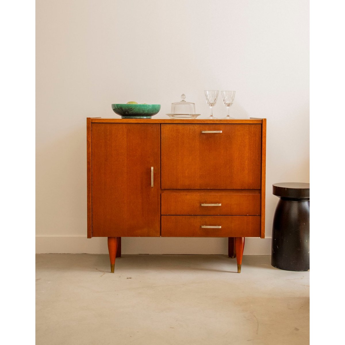 Enfilade-bar cocktail scandinave Margaret N°466 - Bon état bois foncé, DEBONGOUT