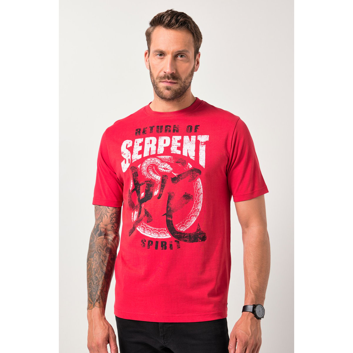 T-shirt, manches courtes et imprimé poitrine rouge velours, JP1880