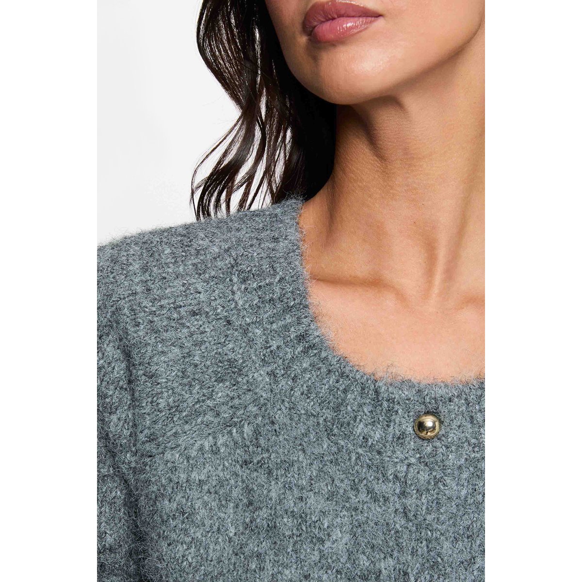 Gilet col rond gris clair, MORGAN