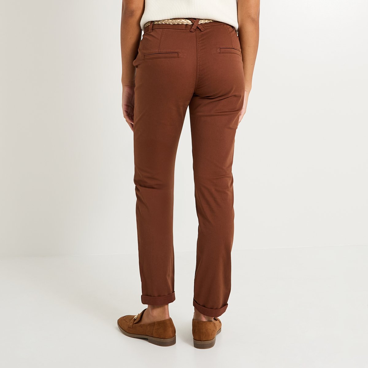 Pantalon chino avec ceinture marron, GRAIN DE MALICE