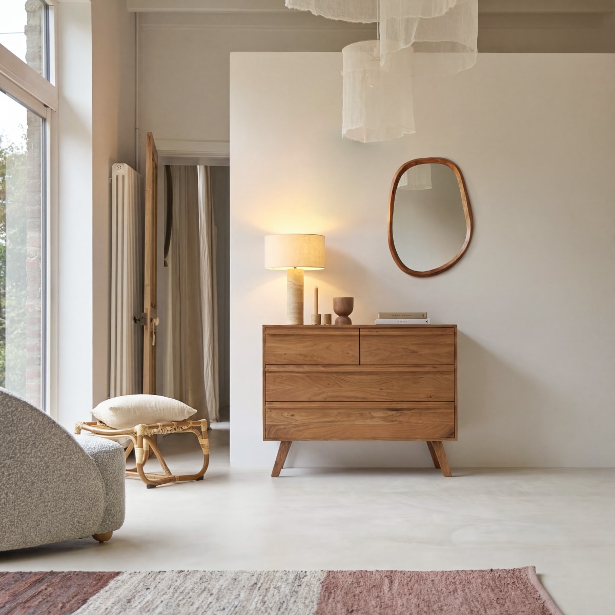 Commode en Acacia massif, NIELS marron foncé, TIKAMOON