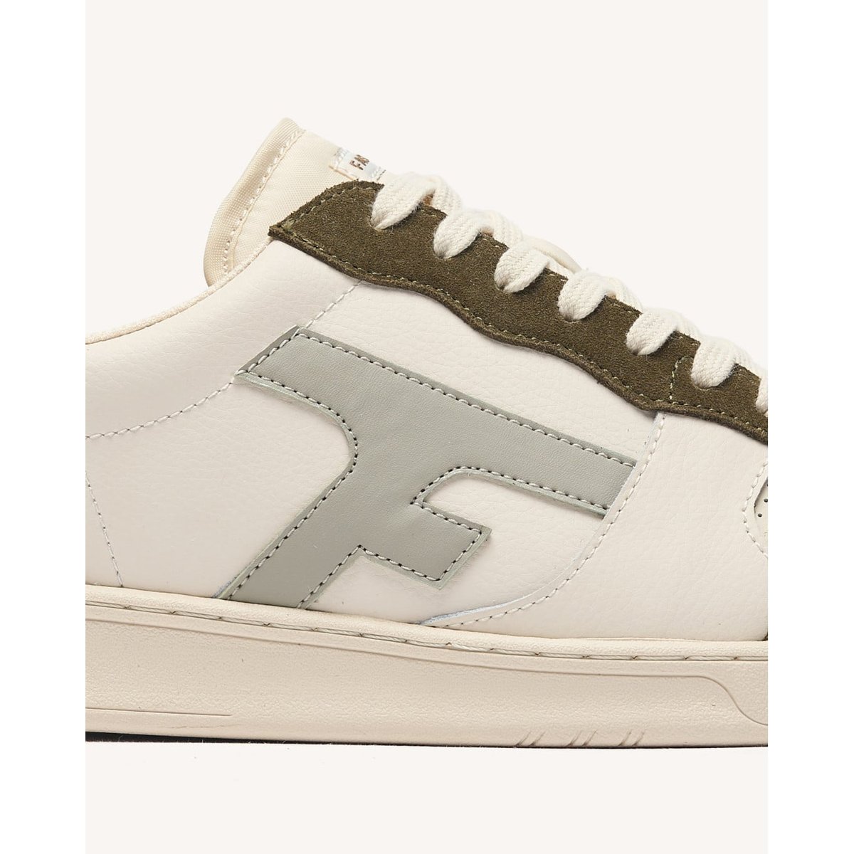 Baskets basses cuir suede HAZEL crème et marron, FAGUO