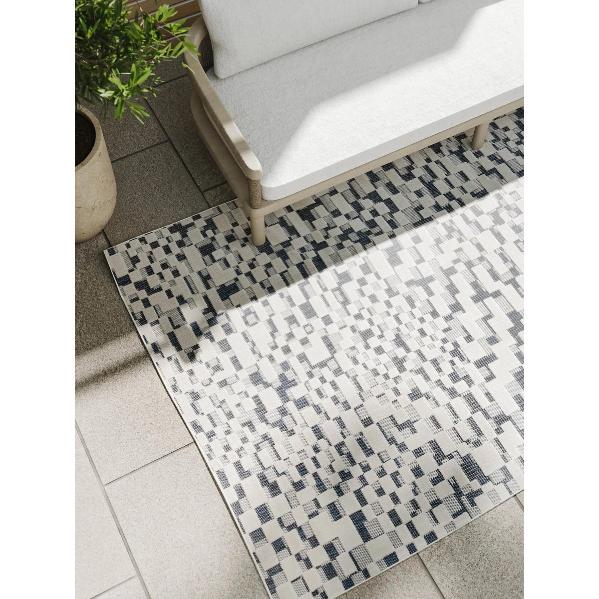 Tapis d'extérieur & intérieur KALEO bleu/blanc a7, BENUTA