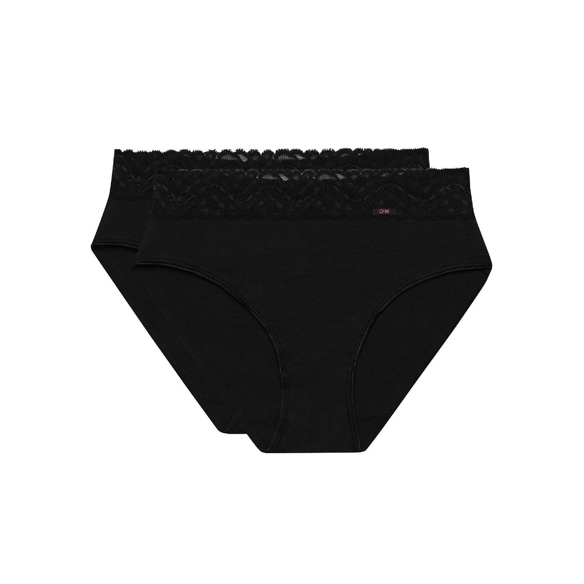 Lot de 2 culottes Coton Stretch Féminine noir + noir, DIM
