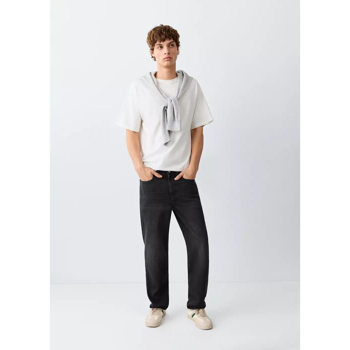 Jean regular-fit black denim, MANGO TEEN