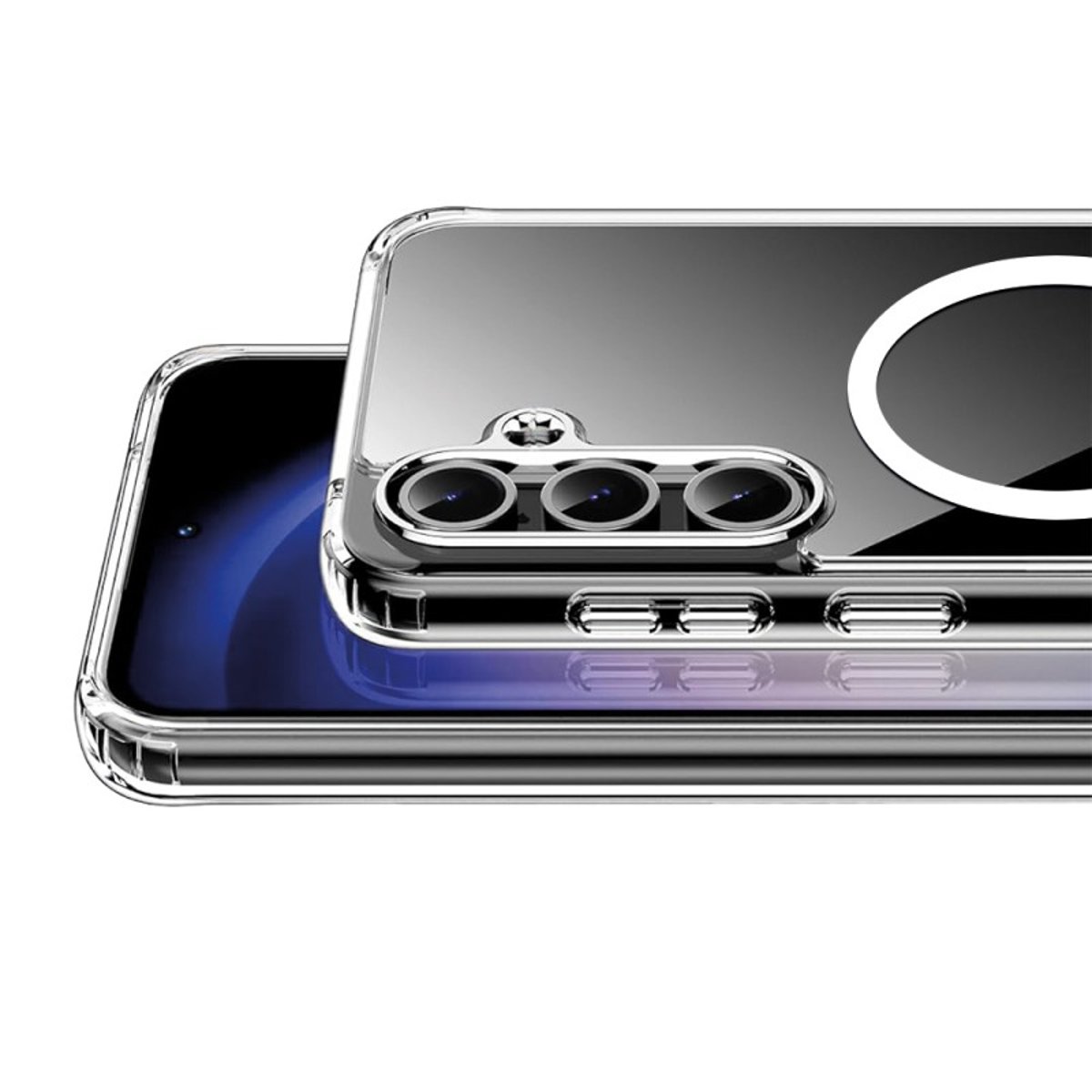 Coque Anti-choc Magnétique compatible Magsafe pour Galaxy S23 Fe Transparente + 2 vitres transparent, EVETANE