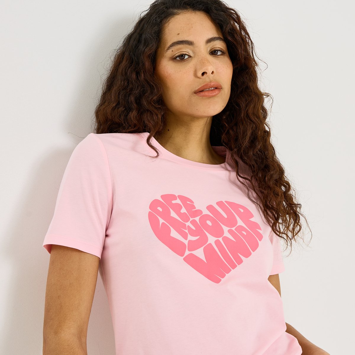 T-shirt col rond rose, GRAIN DE MALICE